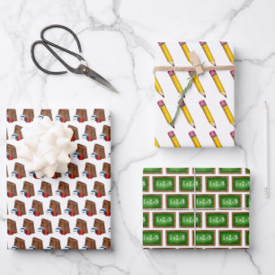 Elementary School Chalkboard Pencil Bag Lunch Wrapping Paper Sheet