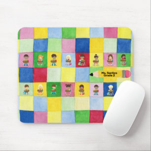 Elementary School Classroom Children at Desks Mouse Pad