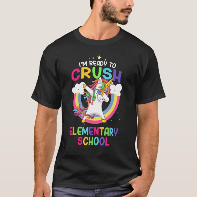 Elementary School Dabbing Unicorn Back To School B T-Shirt (Front)