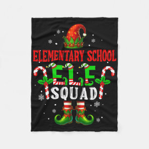 Elementary School Elf Squad Xmas Elf Hat Shoes Fun Fleece Blanket