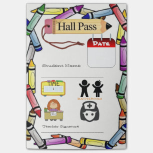 Elementary School Hall Pass Post-it Notes