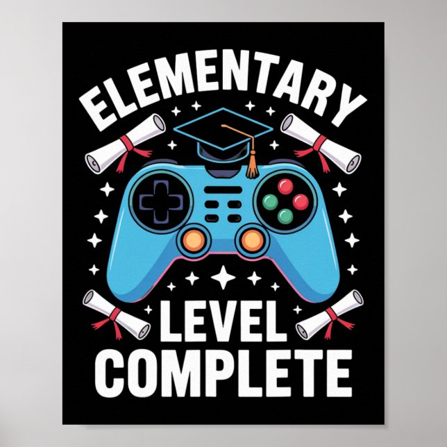 Elementary School Level Complete Funny Gamer Boys  Poster (Front)