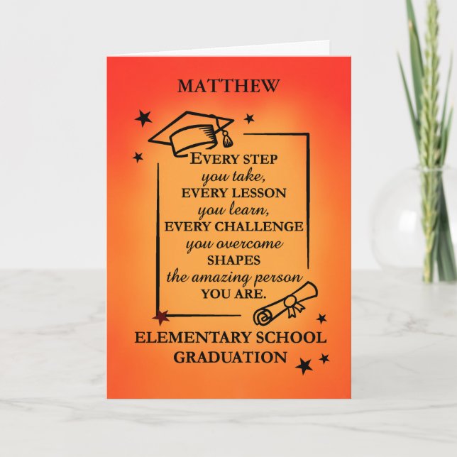 Elementary School Personalise Graduate Inspiration Card (Front)