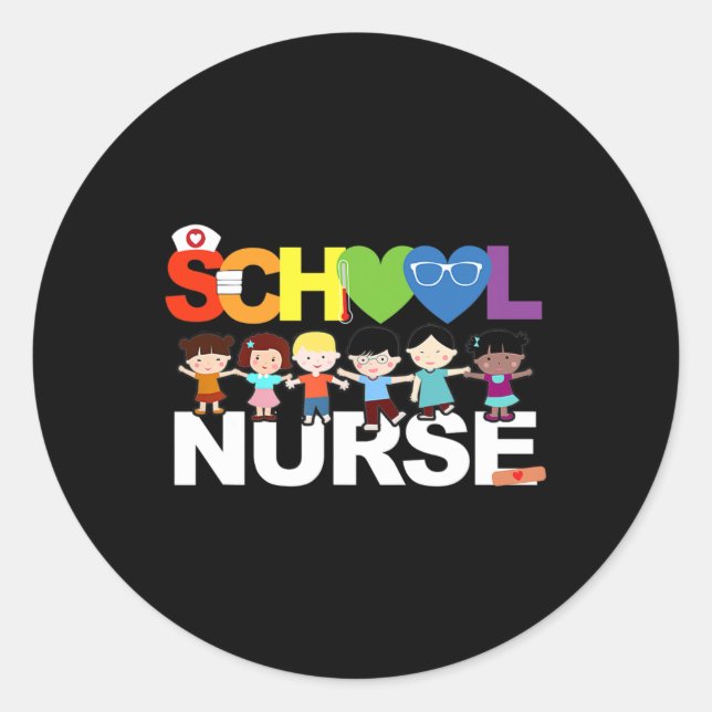 Elementary School Registered Nurse Back To School  Classic Round Sticker (Front)