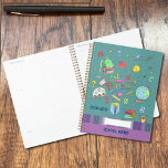 Elementary school student planner -Doodle<br><div class="desc">A cool planner for elementary school or middle school students with a bunch of school related doodles and a purple plaid pattern . There is a white rectangle left blank , so the student can add their name with a pen . You can also personalise it with the school year...</div>