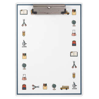 Elementary School Teacher Bus Globe Book Clipboard