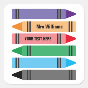 Elementary school teacher colourful crayon sticker