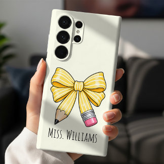 Elementary School Teacher Custom Name Pencil Bow Samsung Galaxy Case