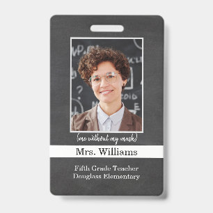 Elementary School Teacher Photo ID Badge no mask