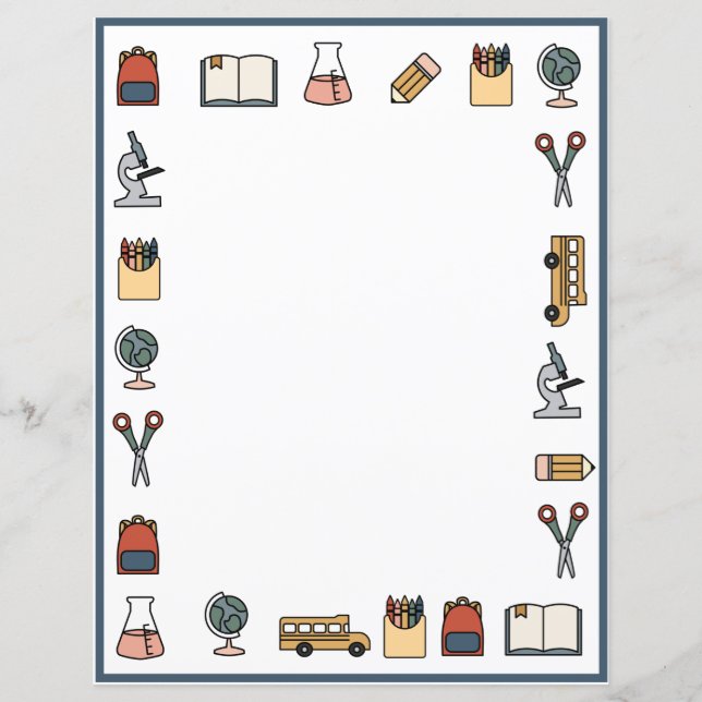 Elementary School Theme Teacher Bus Book Globe  (Front)