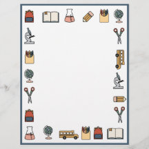 Elementary School Theme Teacher Bus Book Globe 