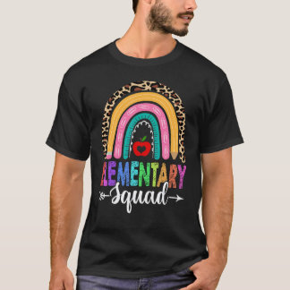 Elementary Squad Rainbow Leopard Teacher Back To S T-Shirt