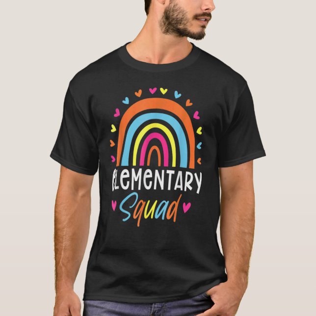 Elementary Teacher Boho Rainbow Team Elementary Sq T-Shirt (Front)