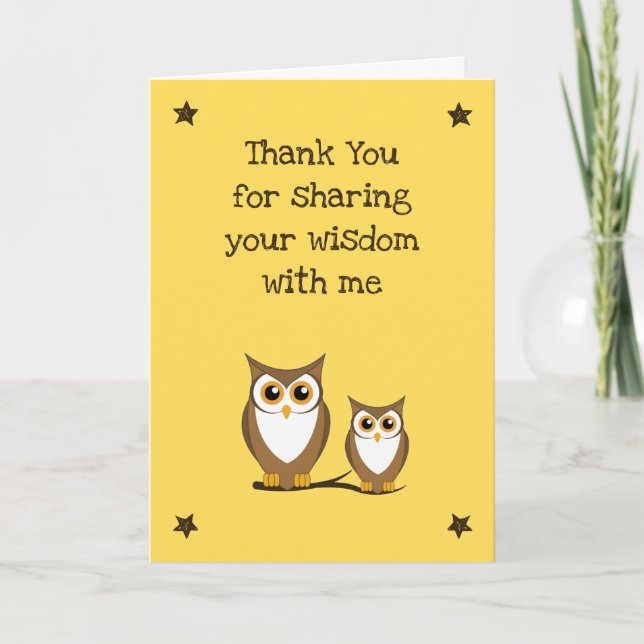 Elementary Teacher (from student) Owl Thank You Card (Front)
