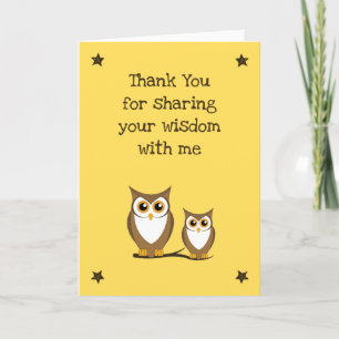 Elementary Teacher (from student) Owl Thank You Card