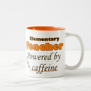 Elementary Teacher Powered by caffeine Two-Tone Coffee Mug