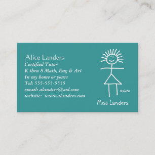 Elementary Tutor Teacher Chalk Stick Figure Business Card