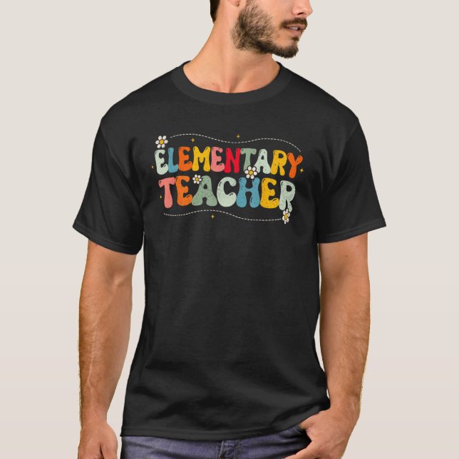 Elementary Vibes Hello Elementary Teacher Kids Ret T-Shirt (Front)
