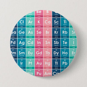 Elements of the Periodic Table Pattern 7.5 Cm Round Badge
