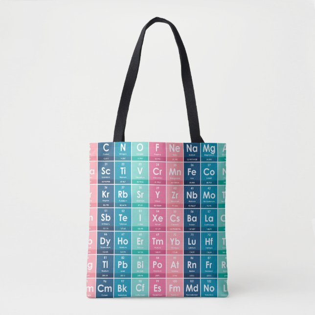 Elements of the Periodic Table Pattern Tote Bag (Front)
