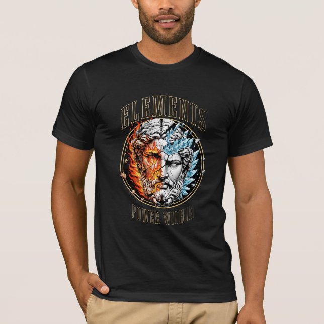 Elements Power Within - Fire and Ice Statue T-Shirt (Front)