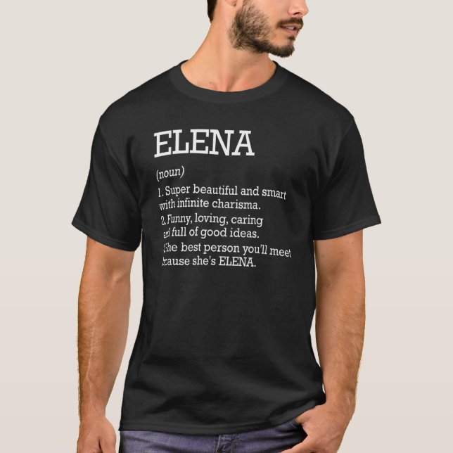 Elena Definition Personalised Name Elena Funny Bir T-Shirt (Front)