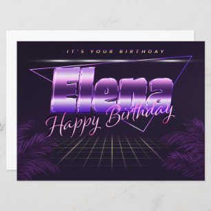 Elena Name First name lila retro card Birthday