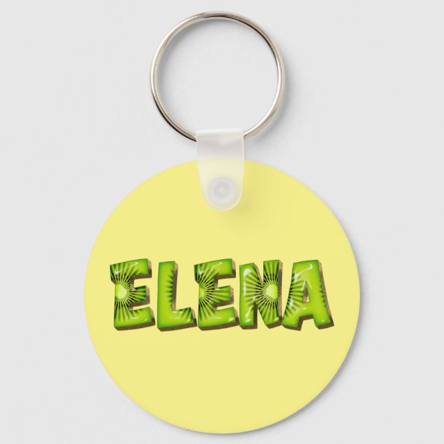 Elena Name Kiwi Design Key Ring (Front)