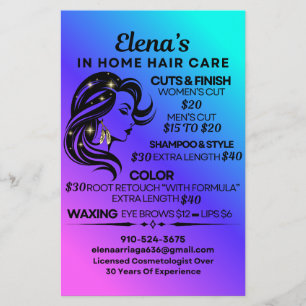 Elena's in home hair care flyer