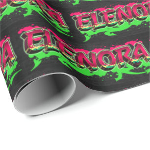 Elenora Vorname Name Graffiti red green Wrapping Paper