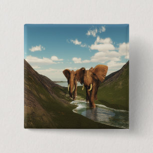 Elephant 15 Cm Square Badge