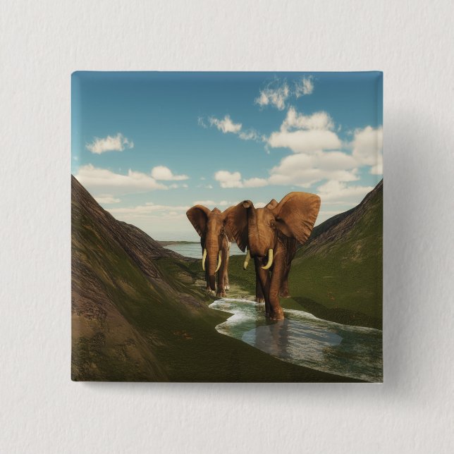 Elephant 15 Cm Square Badge (Front)