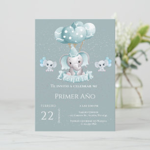 Elephant 1st Birthday Invitation