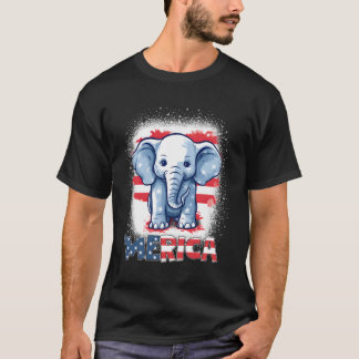 Elephant 4Th Of July Patriotic Merica Usa Flag T-Shirt