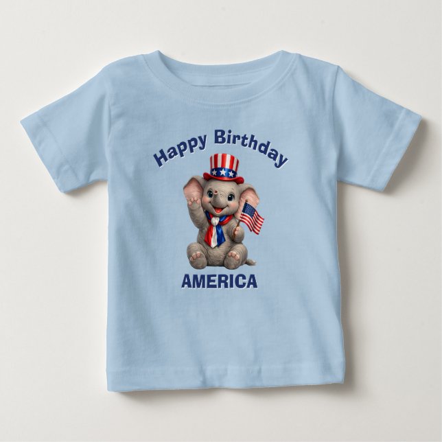 Elephant (5d) Patriotic Kid T-Shirt (Front)