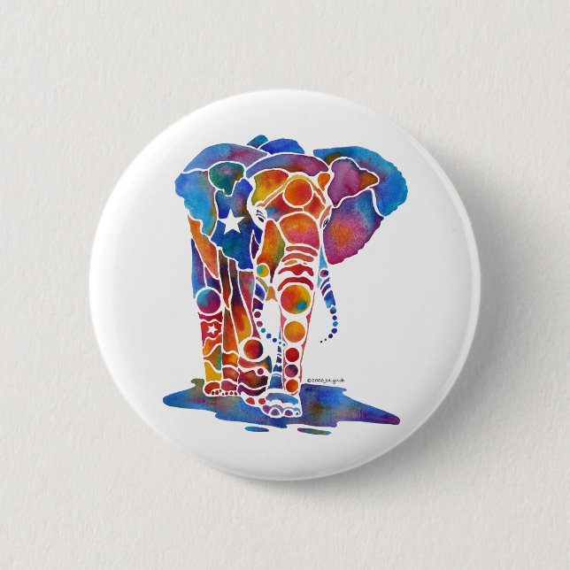 Elephant 6 Cm Round Badge (Front)