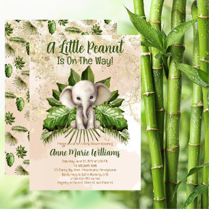 Elephant A Little Peanut Is On The Way Baby Shower Invitation