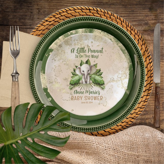 Elephant A Little Peanut Is On The Way Baby Shower Paper Plate (Elephant A Little Peanut Is On The Way Baby Shower Paper Cups)