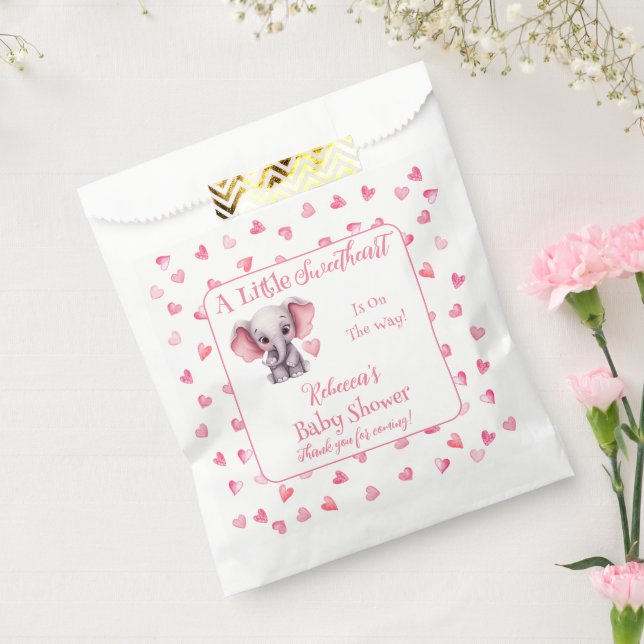 Elephant A Little Sweetheart Girl Baby Shower Favour Bag (Sealed)