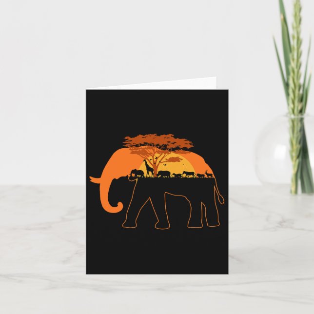 Elephant Africa Animals Trees Earth Day  Card (Front)