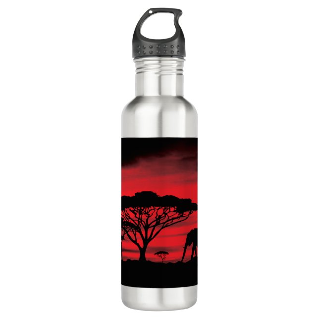 Elephant African Sunset 710 Ml Water Bottle (Front)