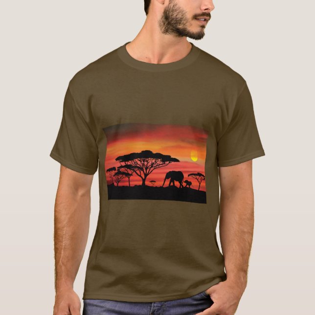 Elephant African Sunset T-Shirt (Front)