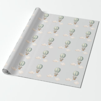 Elephant Air Balloon Baby Shower  Wrapping Paper