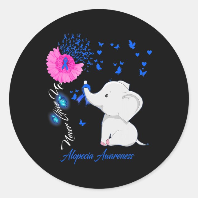 Elephant Alopecia Awareness - Alopecia Ribbon Gift Classic Round Sticker (Front)