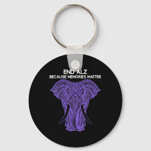 Elephant Alzheimerheimer Awareness Apparel End  Key Ring
