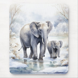 Elephant and Baby Mouse Pad