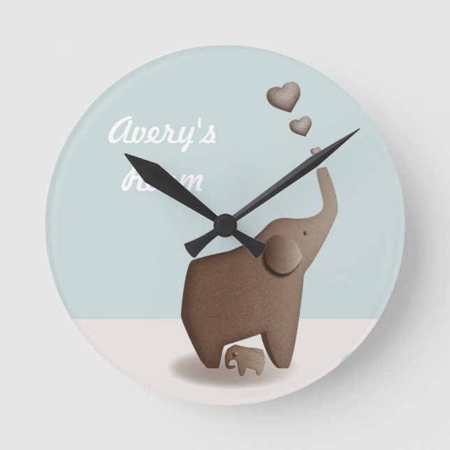 Elephant and baby nursery clock (Front)