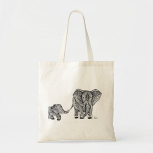 Elephant and baby tote bag