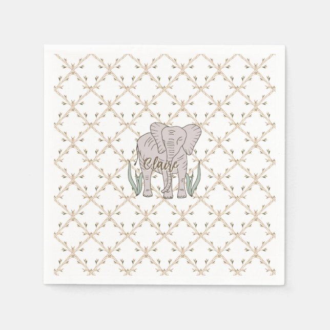 Elephant and Bamboo Napkin (Front)