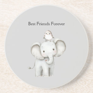 Elephant and Bird Best Friends Coaster